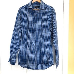 Alfani Regular Fit Casual Button Dress Shirt Blue Medium / 15-15.5 / 34-35